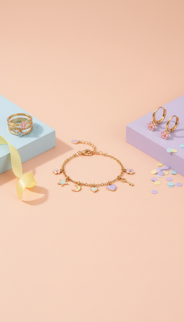 Bracelet charms accents dorés