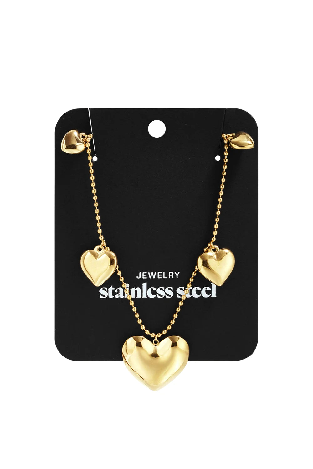 Necklace With Beads And Different Shaped Hearts