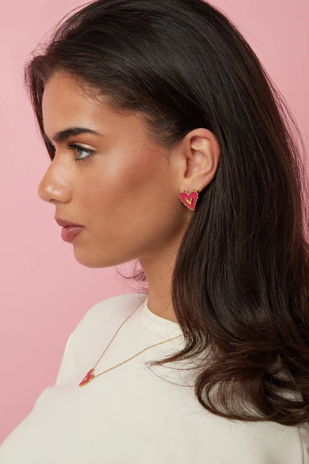 Necklace With Hanging Red Heart