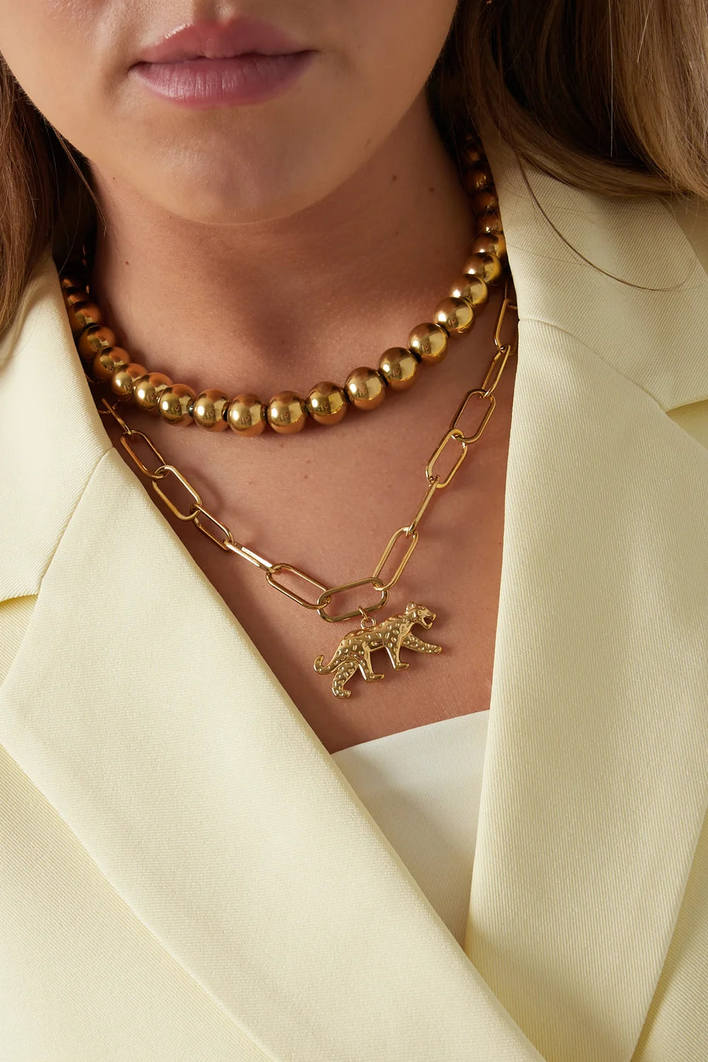 Link Chain With Panther Charm