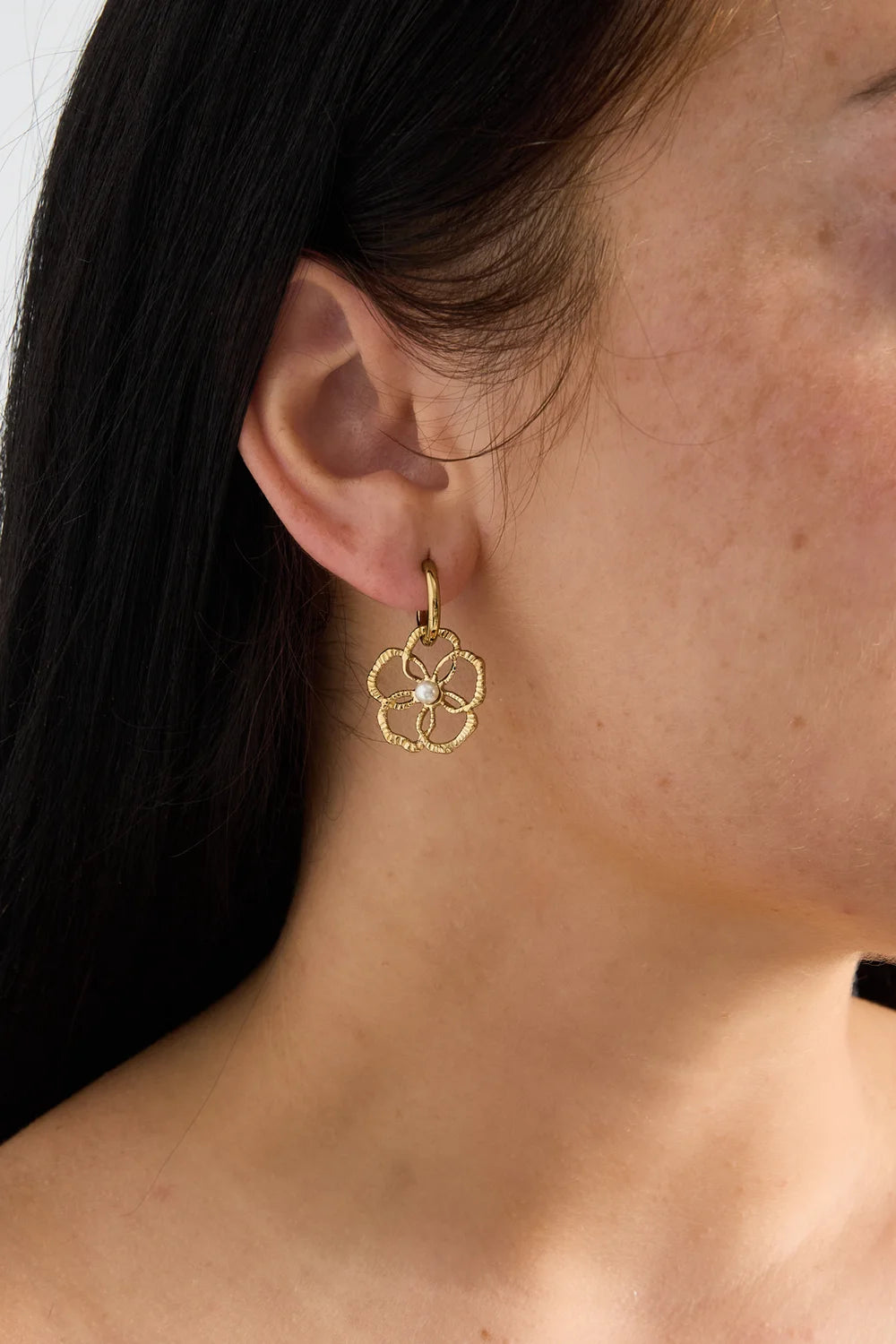 14K Gold Plated Stainless Steel Flower drop Simple Daily Simple Series Women's Earing