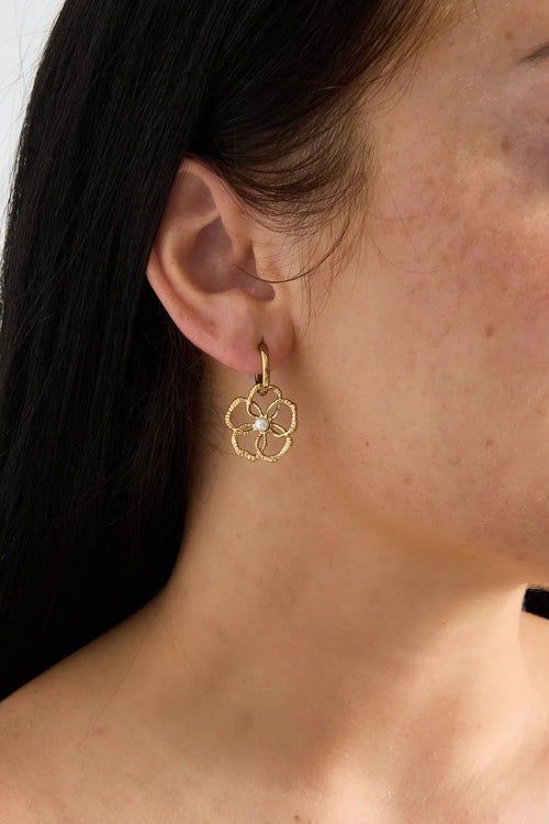 14K Gold Plated Stainless Steel Flower drop Simple Daily Simple Series Women's Earing
